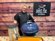 Chef Jason and B;ue Weber Kettle Charcoal Grill